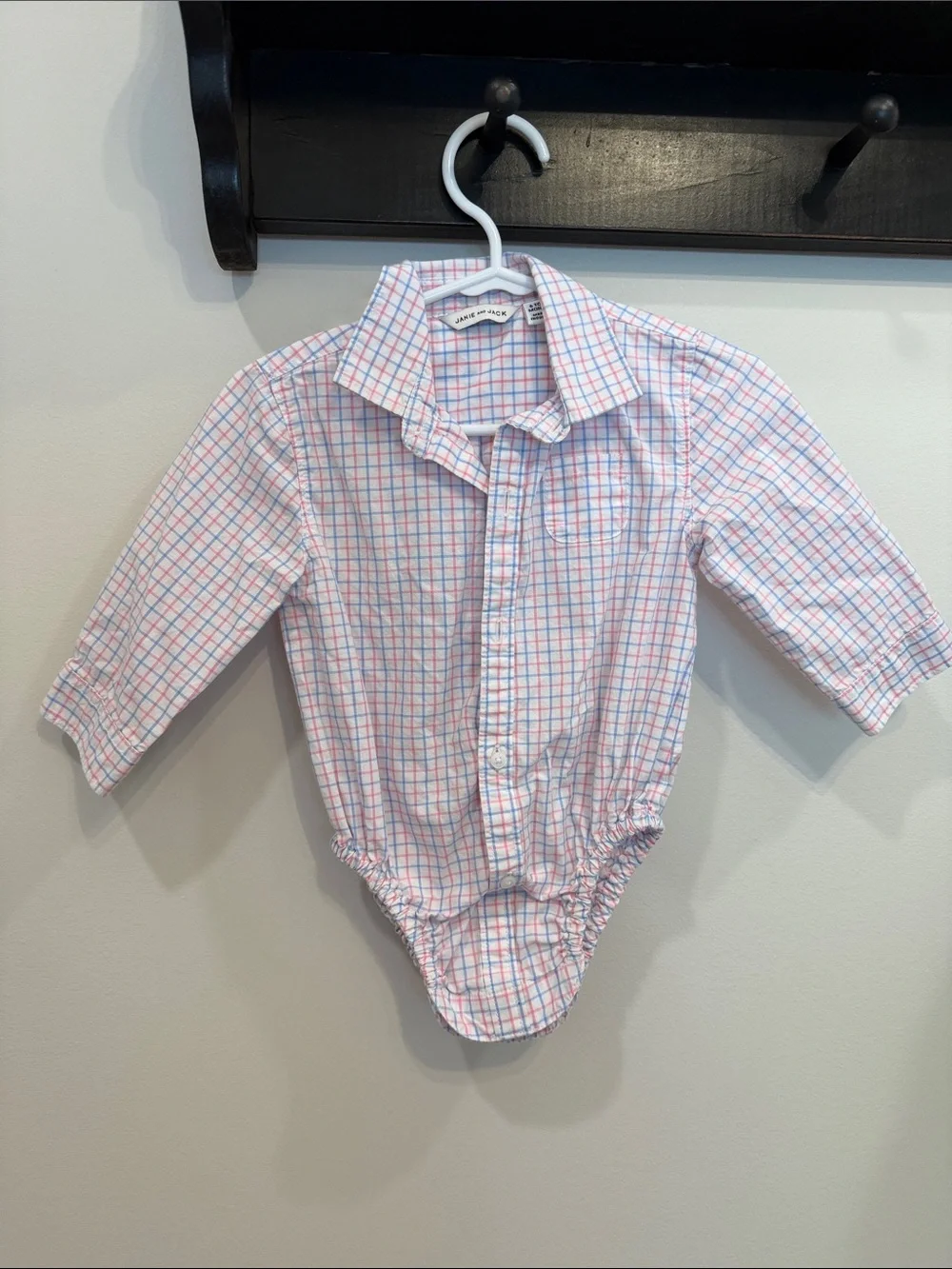 Janie and Jack Pink & Light Blue Plaid Button-Front One-Piece
